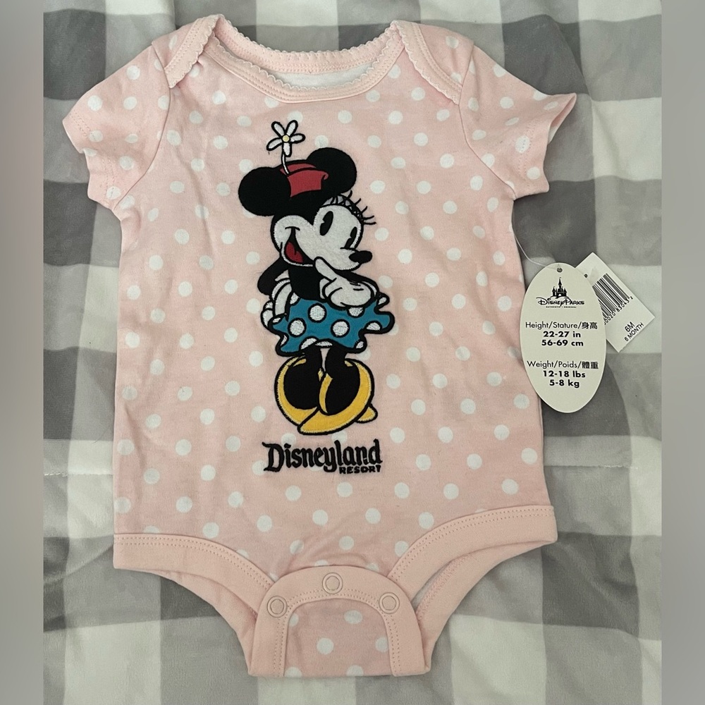 Disneyland Disney Parks Minnie Mouse girls 6 Month Onesie New